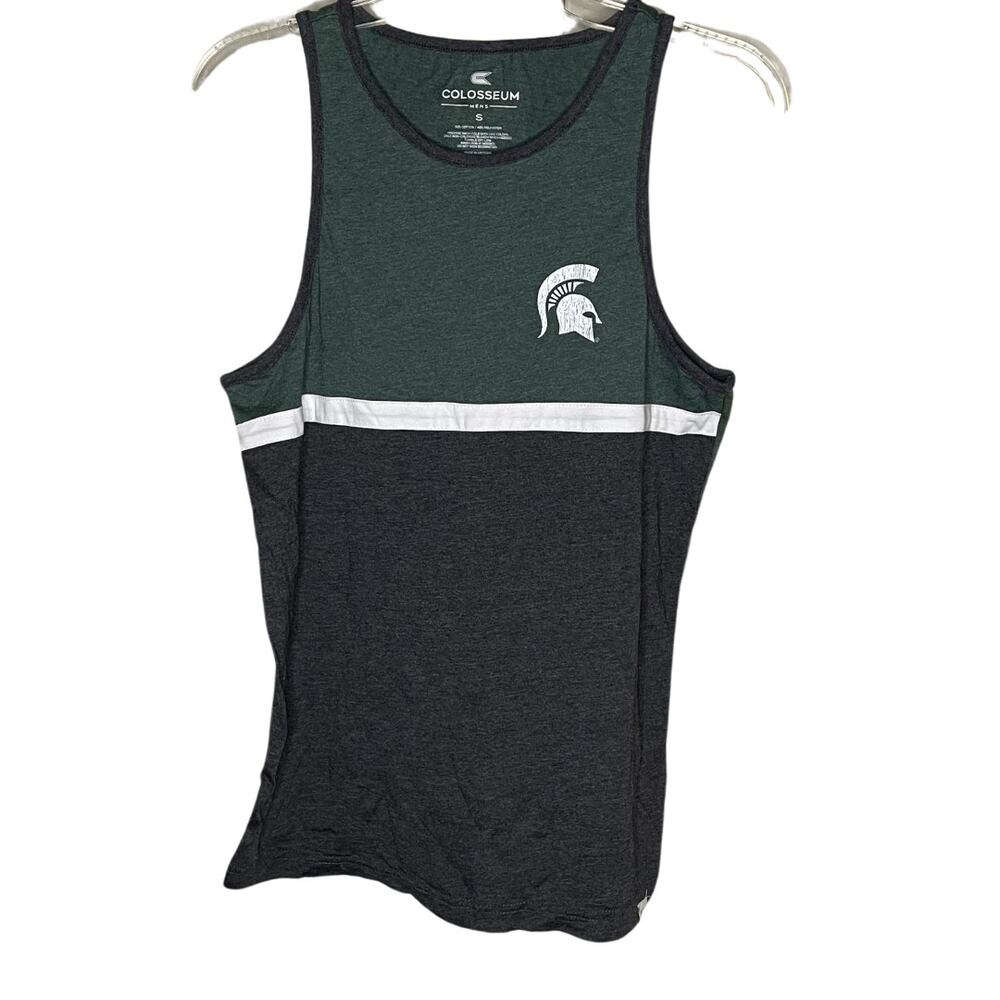 Michigan State MSU Mens Tank Top Colosseum | Green Charcoal Gray | Size Small